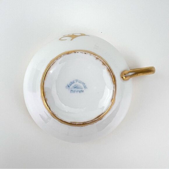 Antique Nippon Hand Painted Porcelain Gold R initial letter teacup - Picture 6 of 8